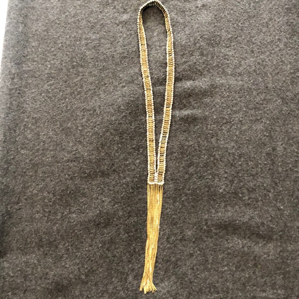 Calypso St Barth gold and white tassle necklace